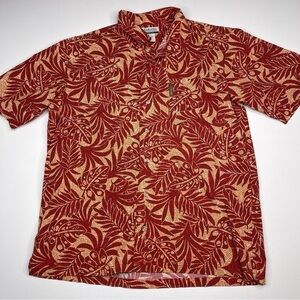 Columbia Hawaiian Shirt Button Red Beach Vacation Tropical Summer Outdoor Golf